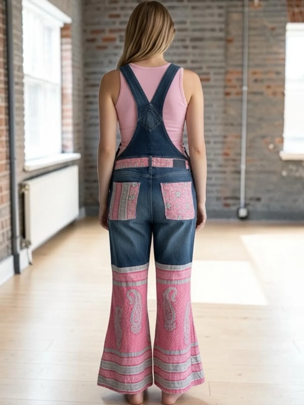OVERALLS UPCYCLED  18.5” waist American Rag Handmade with Kantha BOHO 🌸 FESTIVAL